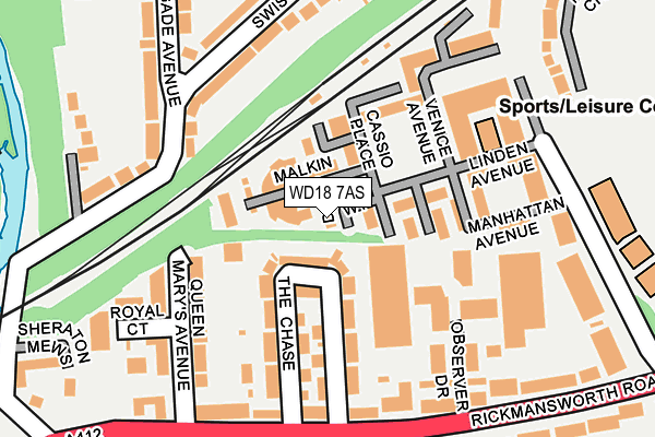 WD18 7AS map - OS OpenMap – Local (Ordnance Survey)