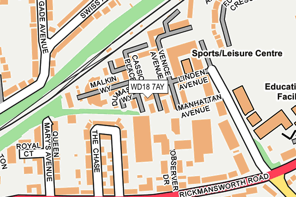 WD18 7AY map - OS OpenMap – Local (Ordnance Survey)