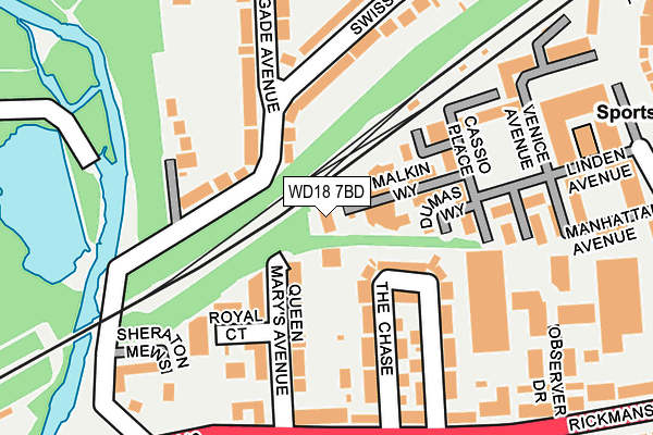 WD18 7BD map - OS OpenMap – Local (Ordnance Survey)