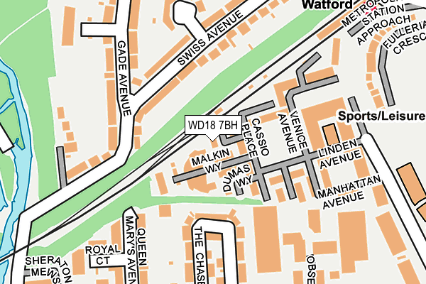 WD18 7BH map - OS OpenMap – Local (Ordnance Survey)