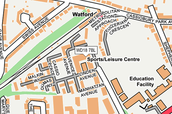 WD18 7BL map - OS OpenMap – Local (Ordnance Survey)