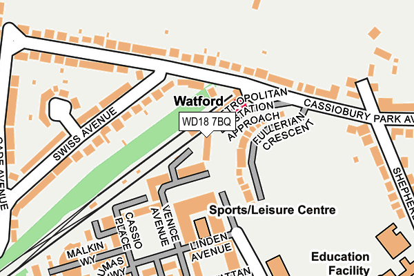 WD18 7BQ map - OS OpenMap – Local (Ordnance Survey)