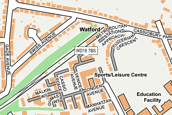 WD18 7BS map - OS OpenMap – Local (Ordnance Survey)