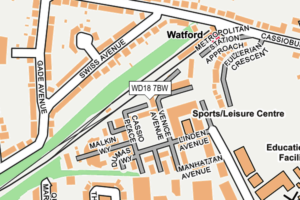 WD18 7BW map - OS OpenMap – Local (Ordnance Survey)