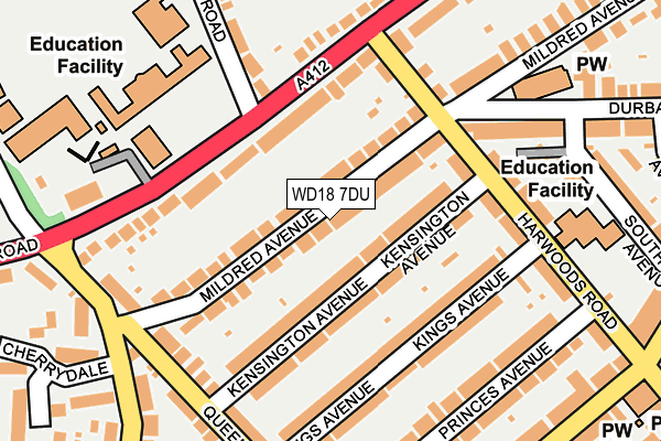 WD18 7DU map - OS OpenMap – Local (Ordnance Survey)