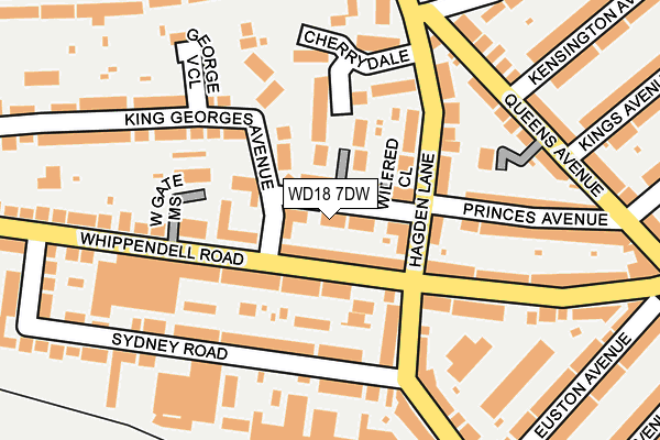 WD18 7DW map - OS OpenMap – Local (Ordnance Survey)