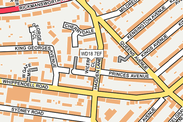 WD18 7EF map - OS OpenMap – Local (Ordnance Survey)