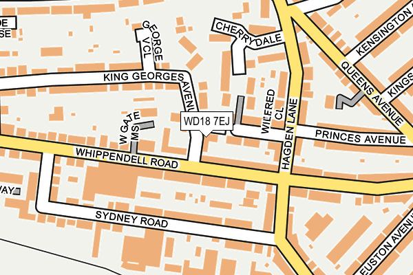 WD18 7EJ map - OS OpenMap – Local (Ordnance Survey)