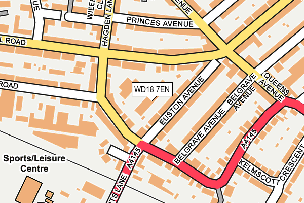 WD18 7EN map - OS OpenMap – Local (Ordnance Survey)