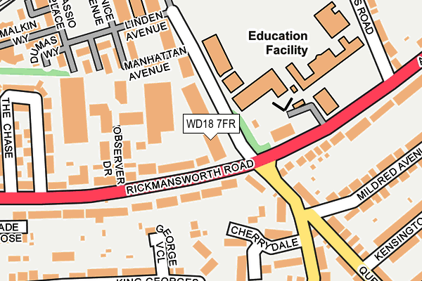 WD18 7FR map - OS OpenMap – Local (Ordnance Survey)