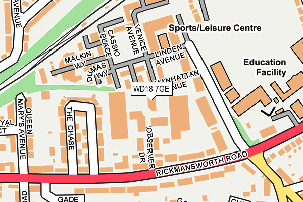 WD18 7GE map - OS OpenMap – Local (Ordnance Survey)