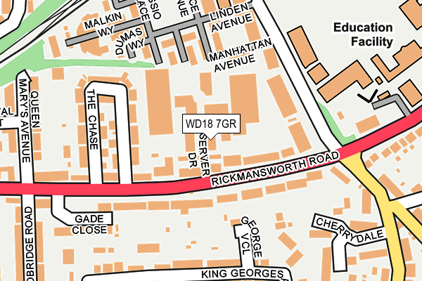 WD18 7GR map - OS OpenMap – Local (Ordnance Survey)