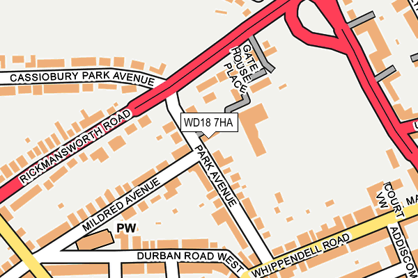 WD18 7HA map - OS OpenMap – Local (Ordnance Survey)