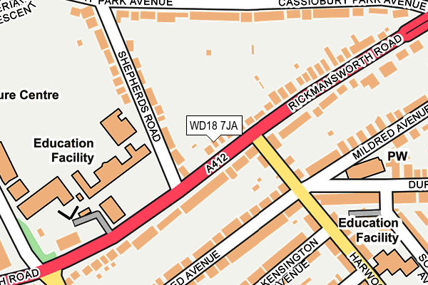 WD18 7JA map - OS OpenMap – Local (Ordnance Survey)