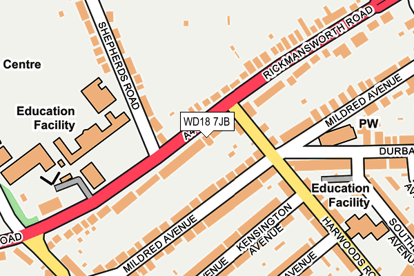 WD18 7JB map - OS OpenMap – Local (Ordnance Survey)