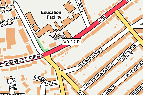 WD18 7JD map - OS OpenMap – Local (Ordnance Survey)