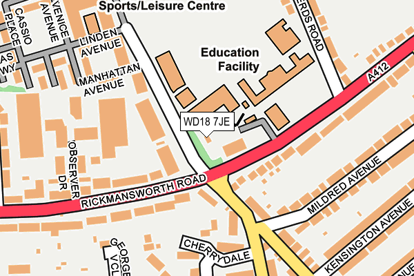 WD18 7JE map - OS OpenMap – Local (Ordnance Survey)