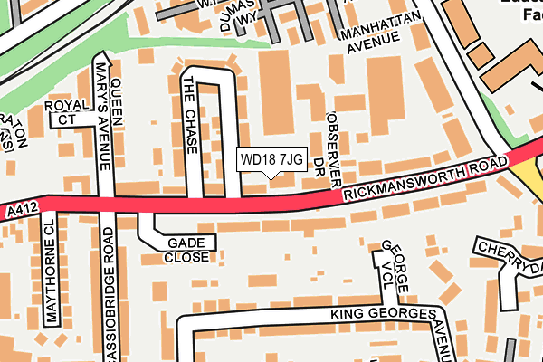WD18 7JG map - OS OpenMap – Local (Ordnance Survey)