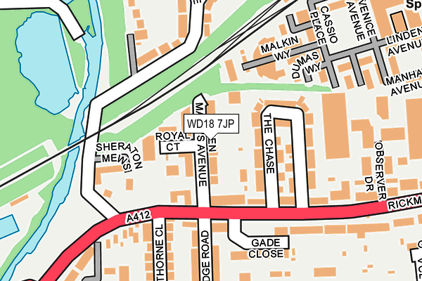 WD18 7JP map - OS OpenMap – Local (Ordnance Survey)
