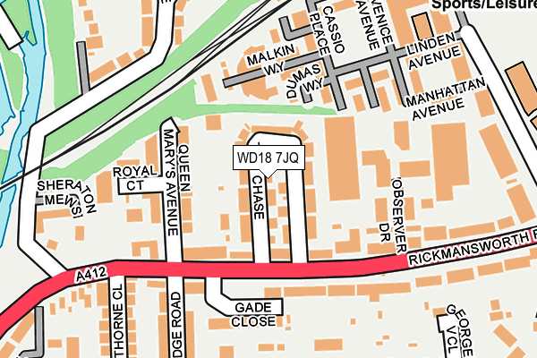 WD18 7JQ map - OS OpenMap – Local (Ordnance Survey)