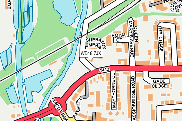 WD18 7JX map - OS OpenMap – Local (Ordnance Survey)