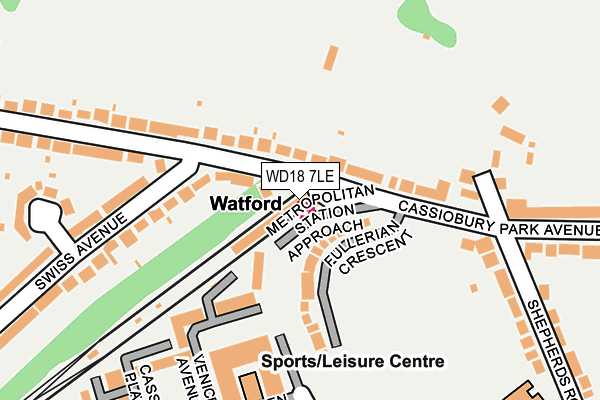 WD18 7LE map - OS OpenMap – Local (Ordnance Survey)