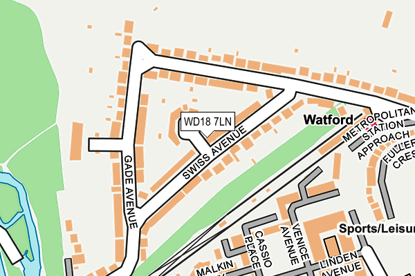 WD18 7LN map - OS OpenMap – Local (Ordnance Survey)