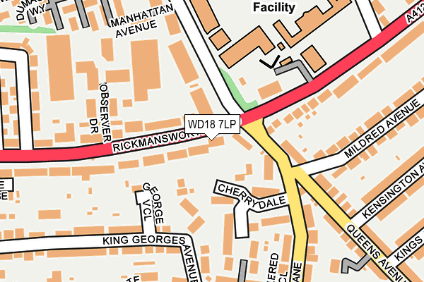 WD18 7LP map - OS OpenMap – Local (Ordnance Survey)