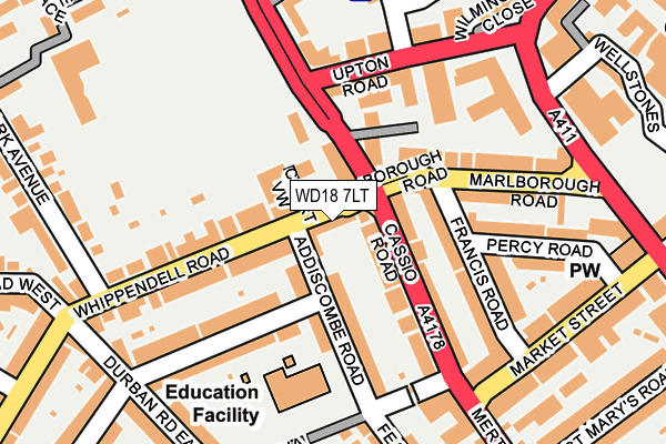 WD18 7LT map - OS OpenMap – Local (Ordnance Survey)