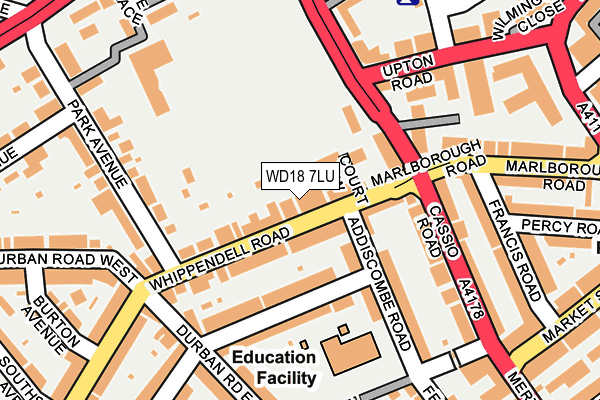 WD18 7LU map - OS OpenMap – Local (Ordnance Survey)