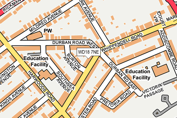 WD18 7NE map - OS OpenMap – Local (Ordnance Survey)