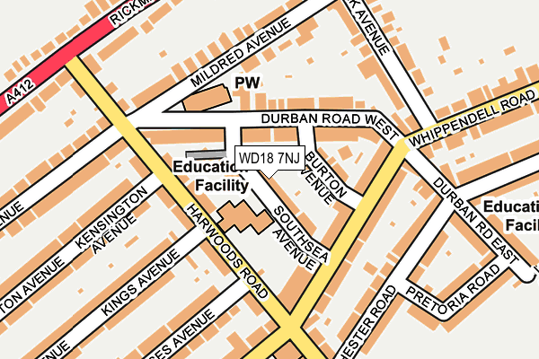 WD18 7NJ map - OS OpenMap – Local (Ordnance Survey)