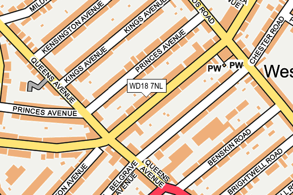 WD18 7NL map - OS OpenMap – Local (Ordnance Survey)