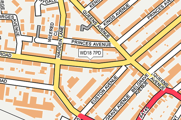 WD18 7PD map - OS OpenMap – Local (Ordnance Survey)