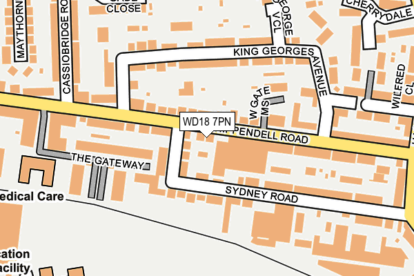 WD18 7PN map - OS OpenMap – Local (Ordnance Survey)