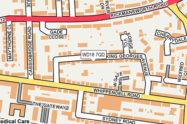 WD18 7QD map - OS OpenMap – Local (Ordnance Survey)