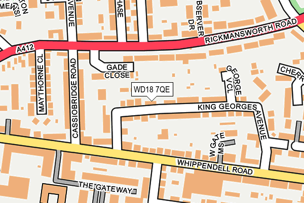 WD18 7QE map - OS OpenMap – Local (Ordnance Survey)