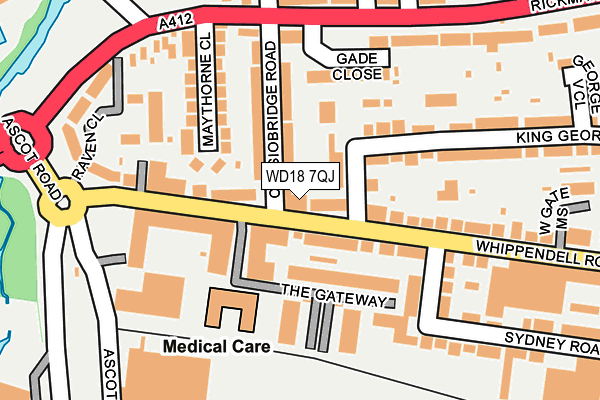 WD18 7QJ map - OS OpenMap – Local (Ordnance Survey)