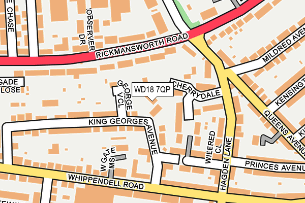 WD18 7QP map - OS OpenMap – Local (Ordnance Survey)