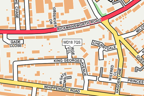WD18 7QS map - OS OpenMap – Local (Ordnance Survey)