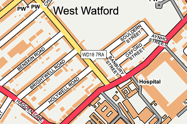 WD18 7RA map - OS OpenMap – Local (Ordnance Survey)