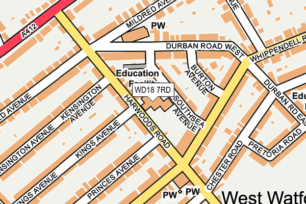 WD18 7RD map - OS OpenMap – Local (Ordnance Survey)
