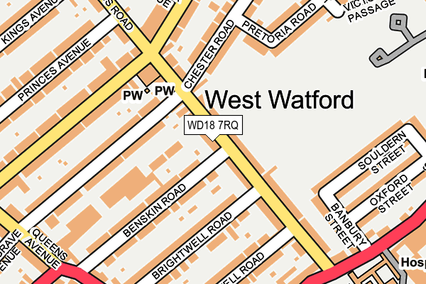 WD18 7RQ map - OS OpenMap – Local (Ordnance Survey)