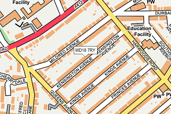 WD18 7RY map - OS OpenMap – Local (Ordnance Survey)