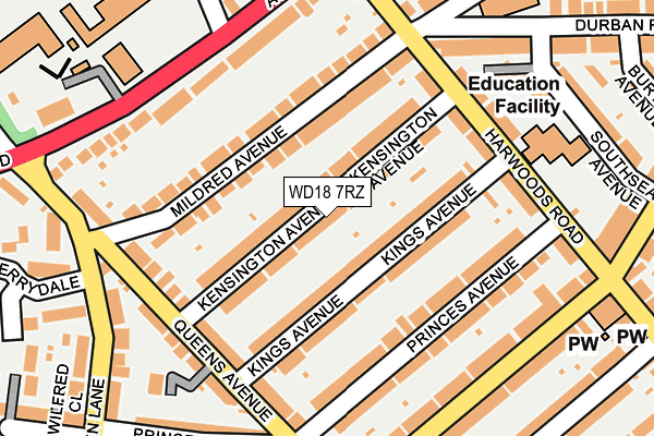 WD18 7RZ map - OS OpenMap – Local (Ordnance Survey)