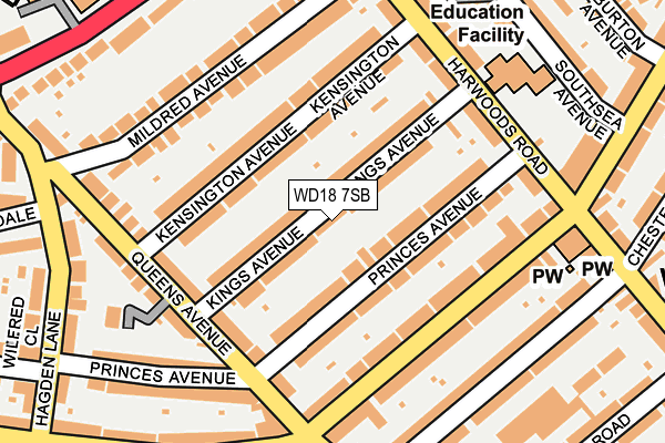 WD18 7SB map - OS OpenMap – Local (Ordnance Survey)