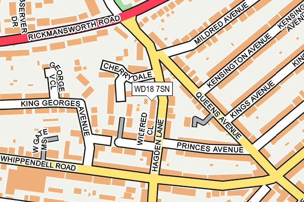 WD18 7SN map - OS OpenMap – Local (Ordnance Survey)