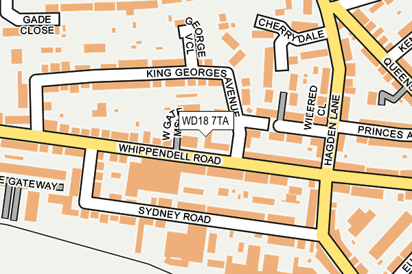WD18 7TA map - OS OpenMap – Local (Ordnance Survey)