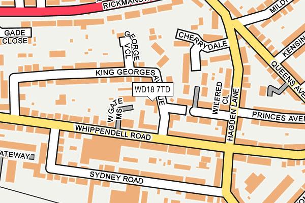 WD18 7TD map - OS OpenMap – Local (Ordnance Survey)