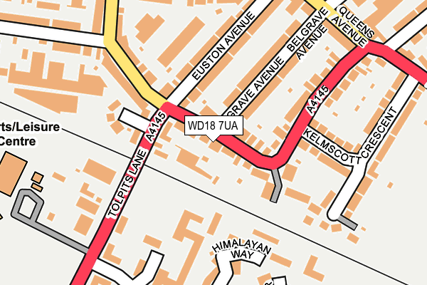 WD18 7UA map - OS OpenMap – Local (Ordnance Survey)